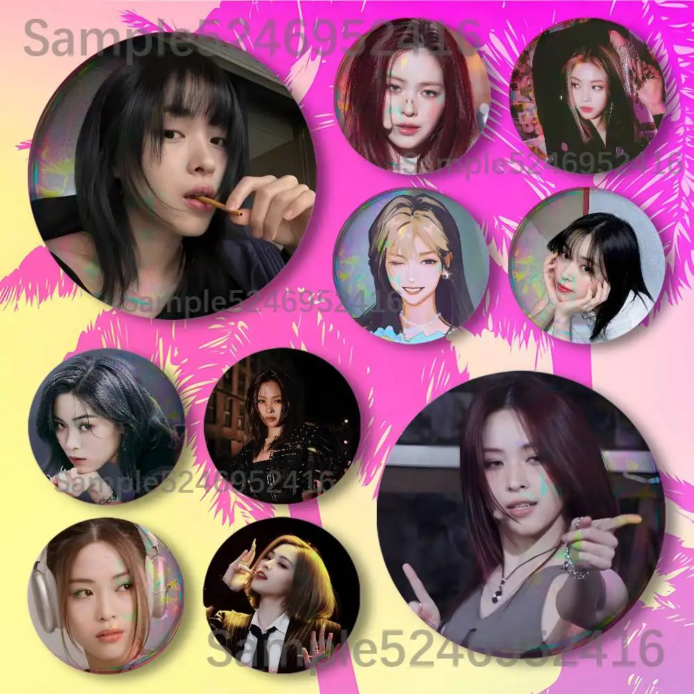 

I-IZTY-es Kpop Ryujin 25/32/44/58/75mm Round Creative Tinplate Figure Icon Badge Handmade Brooches for Backpack Decoration