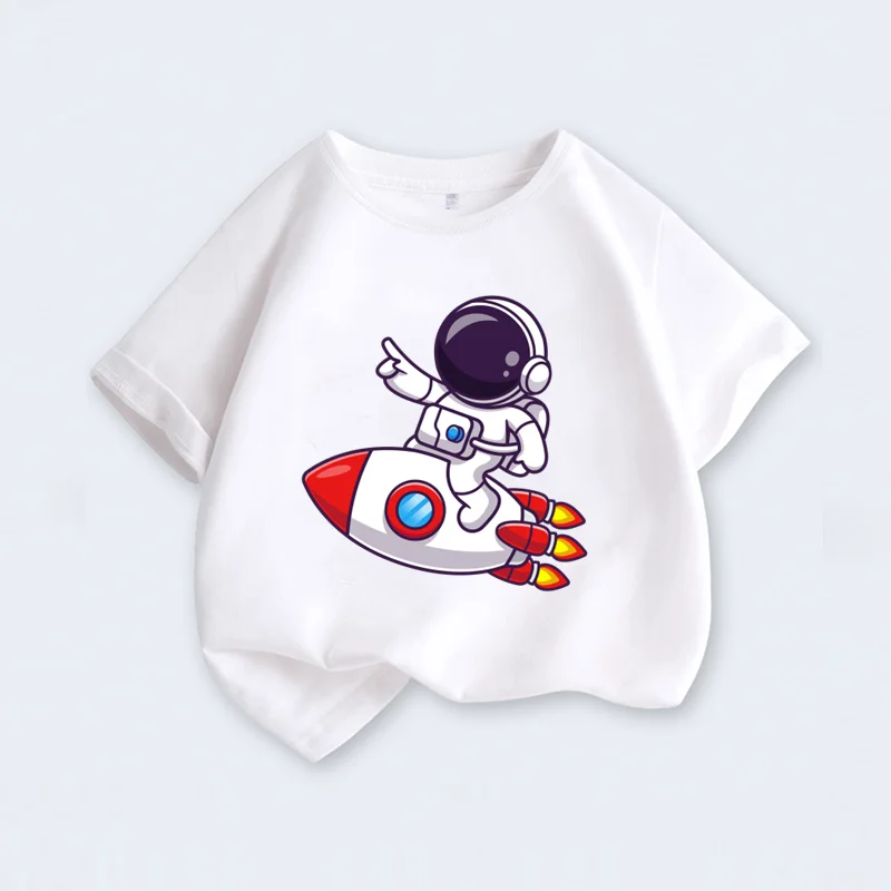 Cartoon Astronaut Short Sleeved Super Popular Student Class Uniform Parent-child Clothing Fashionable Children's Half Sleeves