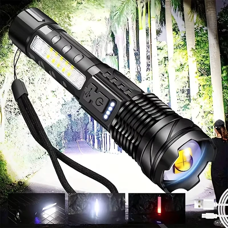 

Super Powerful Rechargeable Torch Flood Light With Side Light For Outdoor Camping, Fishing, Hunting, Climbing, Adventure lamp