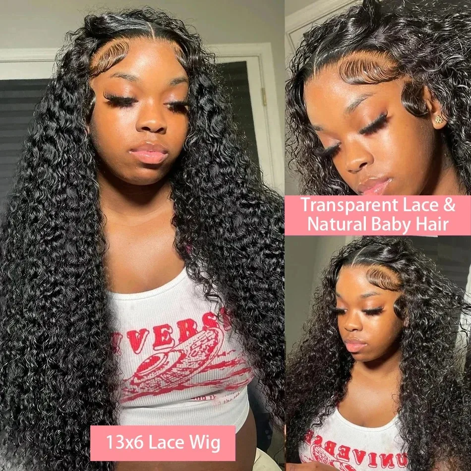 Loose Deep Wave Peruca Encaracolada para Mulheres, 13x4 Lace Front Cabelo Humano, 13x6 Lace Frontal Peruca, Transparente Brasileiro Remy Cabelo, HD, 26 in, 32 in