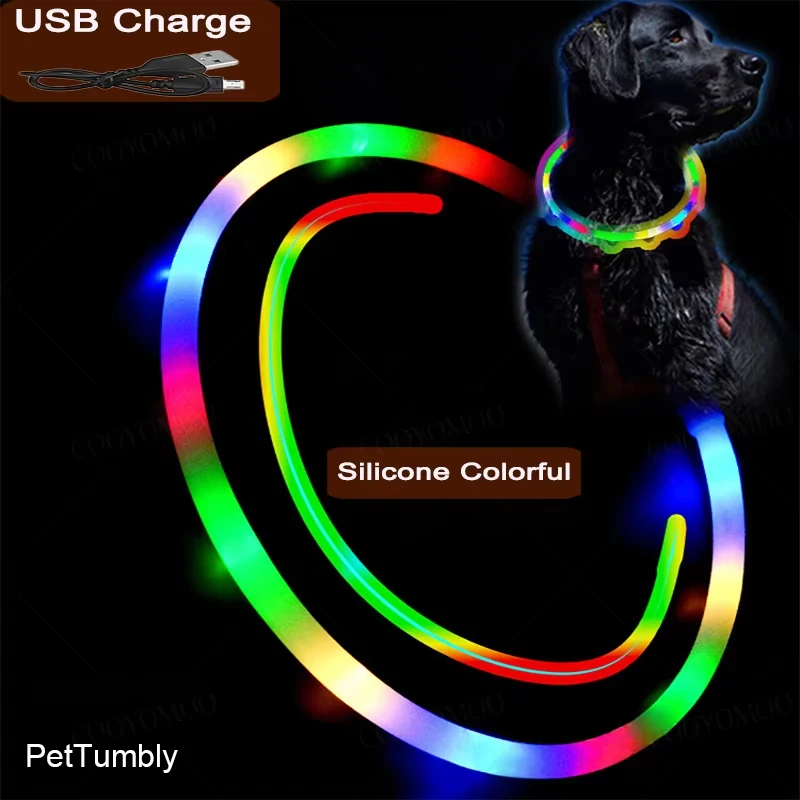 4-Modi Hund Luminou Charge Kragen Led USB Katze Silikon Bunte Kragen Abnehmbare Nacht Glow Haustier Verlust Prävention Hund Zubehör