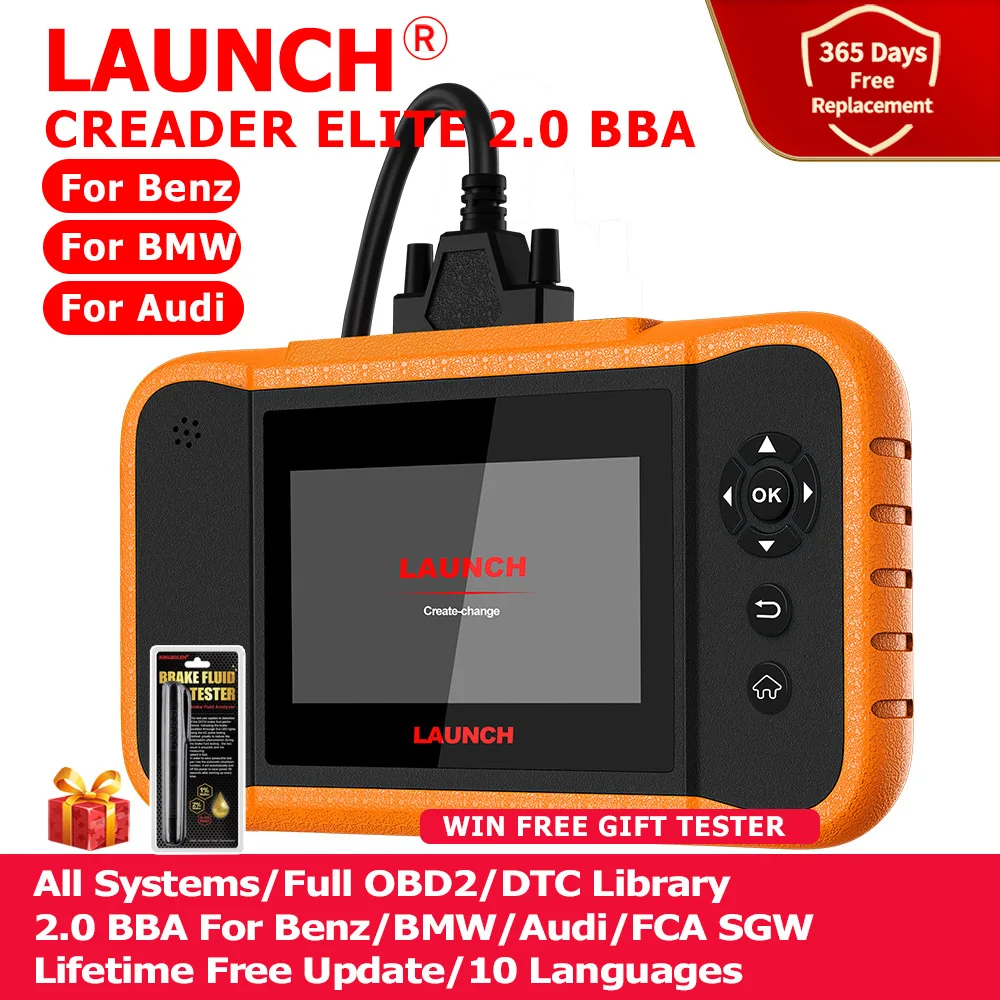 LAUNCH X431 CRE 2.0 BBA Special Car Scanner All System Active Test ECU Coding 31+ Reset Services Scan For Benz For BMW For Audi