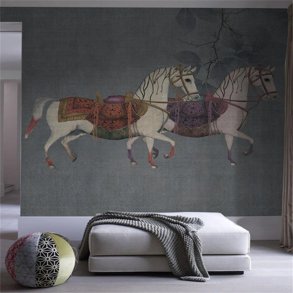 custom sofa background Vintage horse wallpapers for living room animal murals wall paper restaurant  galloping papel de parede