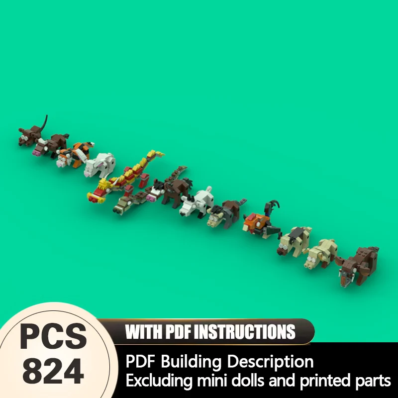 

Creators Animal Series Model MOC Building Bricks Chinese Animals Modular Technology Gifts Holiday Assemble Children Toys Suit