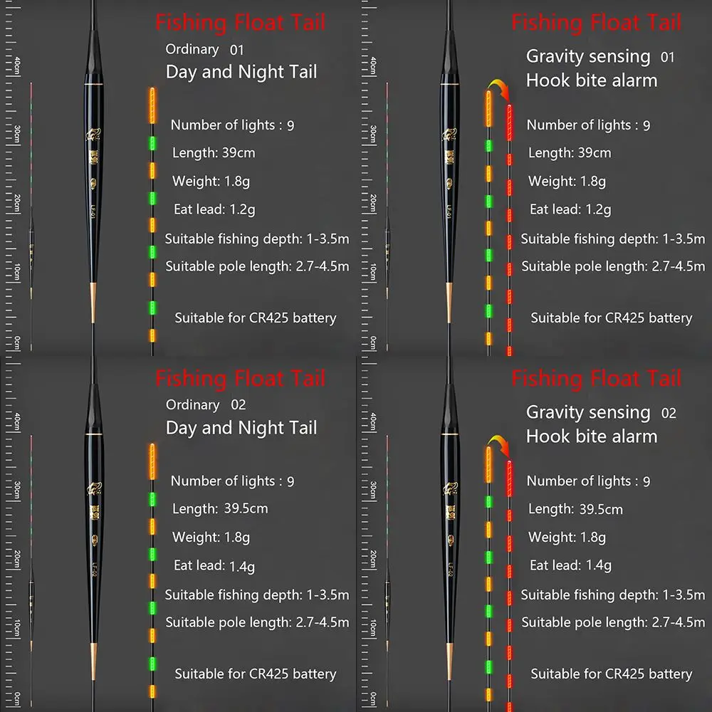 Eletrônico Flutuadores Bóia com Indicador De Cauda Longa, Luz Inteligente, Mudança De Cor, Top, Alarme De Mordida, Acessórios De Pesca