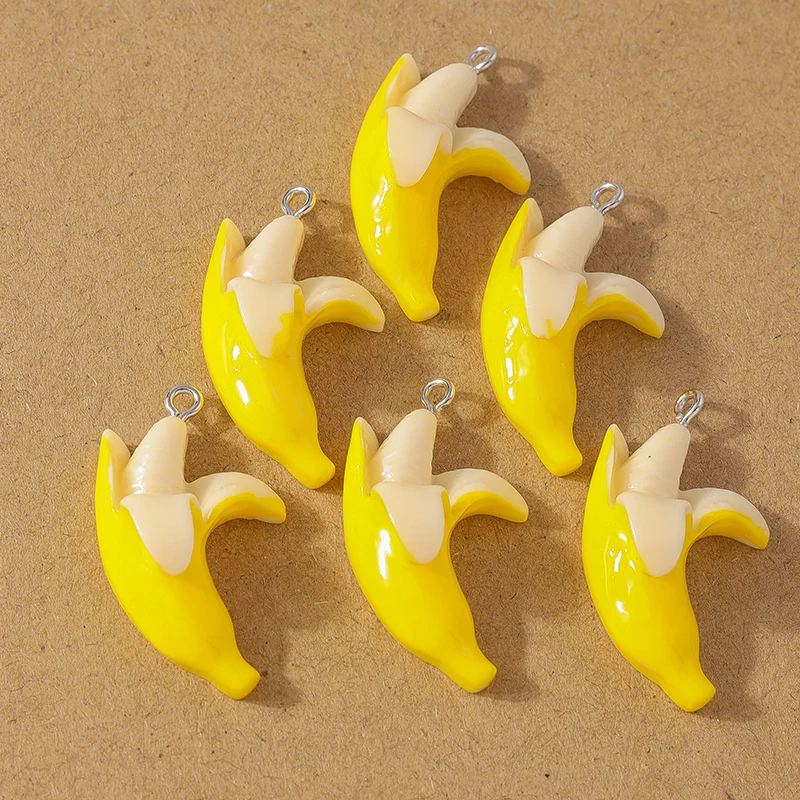 سحر فاكهة محاكي راتنج ، دلايات للأقراط ، قلادة ، صناعة مجوهرات ذاتية الصنع ، مستلزمات إكسسوارات ، موز ، 10 * *