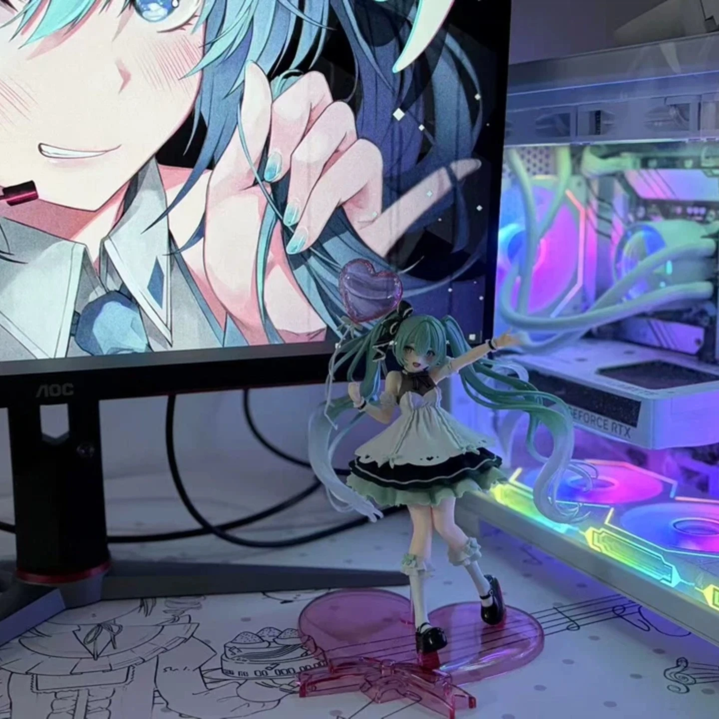 taito-authentique-hatsune-miku-anniversaire-2025-artist-masterpiece-plus-figurine-d'anime-a-collectionner-avec-ballon-cœur-pour-collectionneurs-adultes