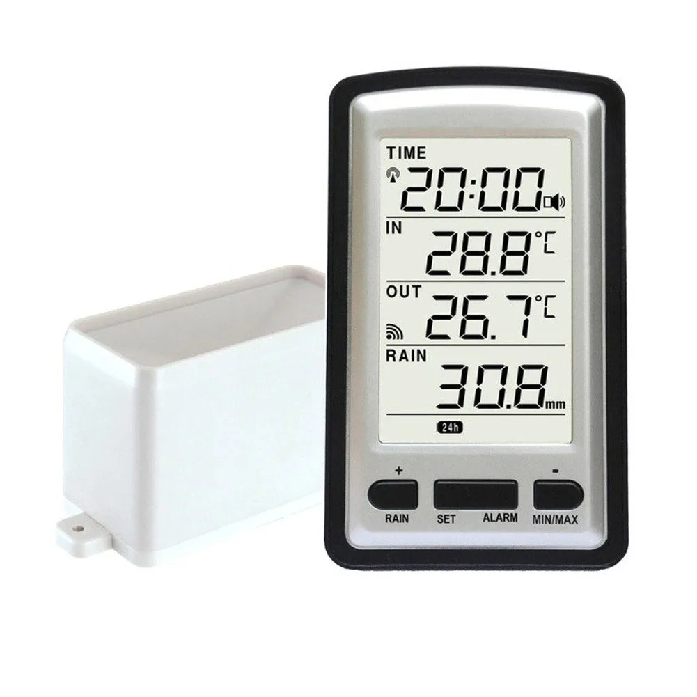 Digital Wireless Rain Gauge Weather Station With RCC Transmission Indoor Outdoor Temperature Monitor And Rainfall Data Meter