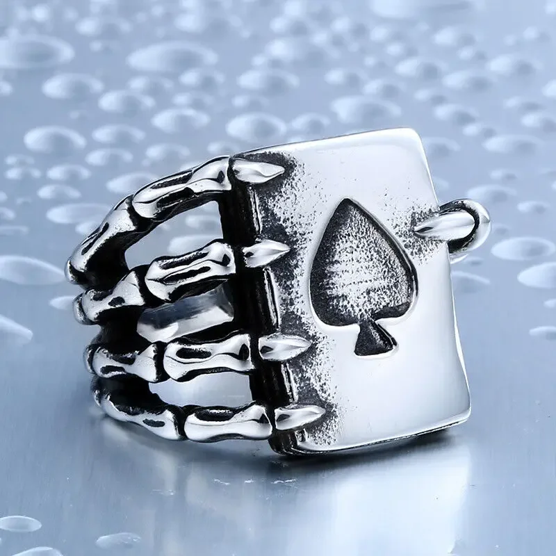 

Skull Claw Lucky Casino Poker Stainless Steel Men's for Rings Size 7-13 Jewelry