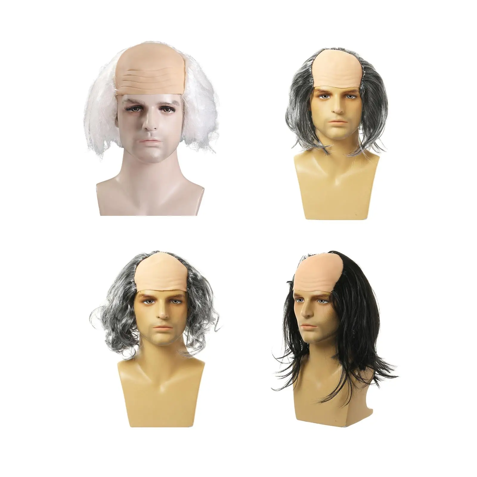 Balding Wig for Halloween And Cosplay Events, Head Size 58~60cm, for Stage Use