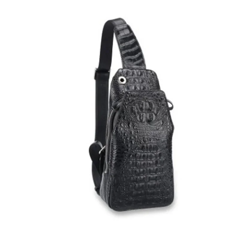 hujingsha crocodile men bag  leisure sports large capacity crocodile skin cross-body chest