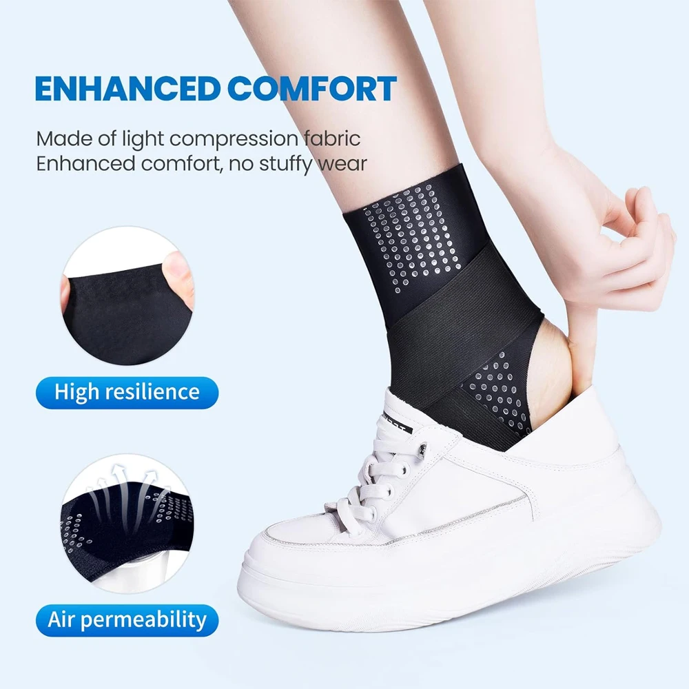 1Pc Adjustable Breathable Compression Ankle Support with Ankle Wrap for Men Women Stabilizing Ligaments,Plantar Fasciitis Relief