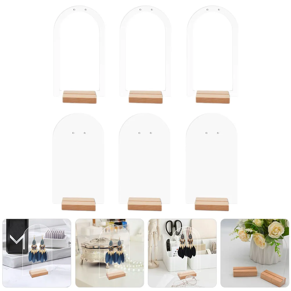 

1 Set Earring Display Stand with Wooden Base Sturdy Jewelry Holder Organizer for Countertop Window Display Retail Use