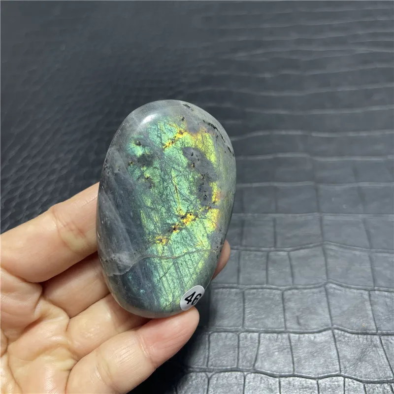 Piedra de Labradorita Natural para la Palma de la Mano, Doble Cara, Brillante, para Meditación, Adorno de Minerales de Jardín para Decoración del Hogar