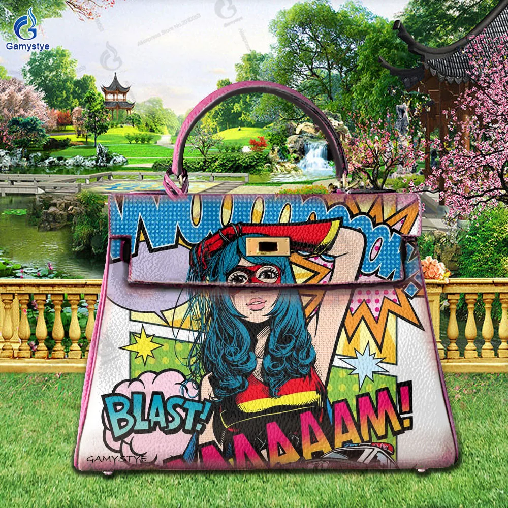 

Ladies Hand Bag Female Carteras Para Mujer De Moda Originales Trendy Girls' PrintsTop Layer Cowhide Leather Personalizar bolso A