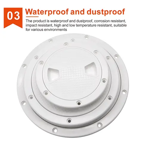 White/Black 4" 6" 8" ABS Round Non Slip Inspection Hatch w/Detachable Cover  Access Deck Plate for Marine Yacht Boat Accessories
