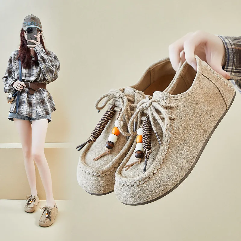 

2025 Autumn New Full-Coverage Shoes for Women Loafers Single Shoes Retro Casual ShoesF132