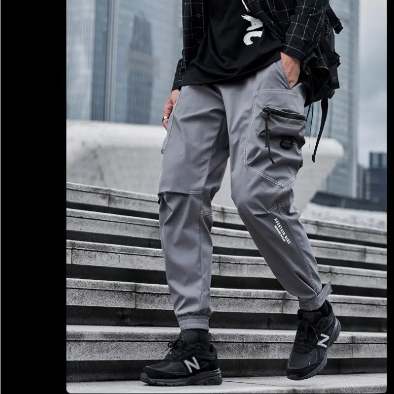 Calças cargo multi-bolsos para homens, Harajuku Punk Hip Hop Joggers, moda casual calças, harém streetwear, novo, 2022