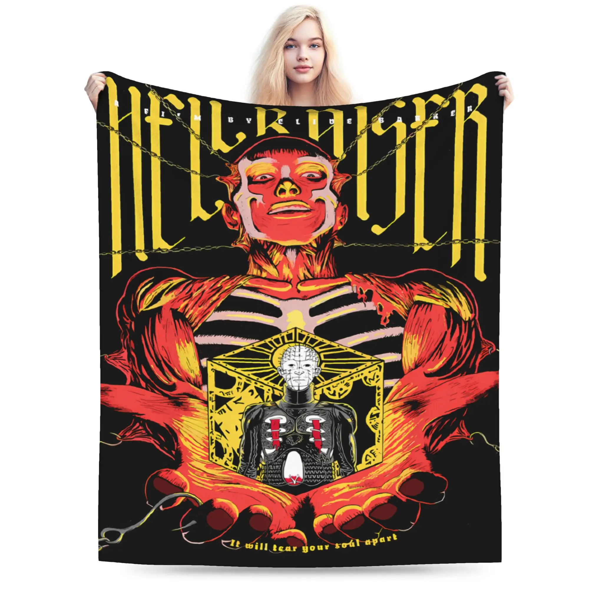 Warm Soft Blanket Girls Boys Airplane Travel Hellraiser Pinhead Lament Bedding Throws  Flannel Bedspread For Sofa Bed Cover