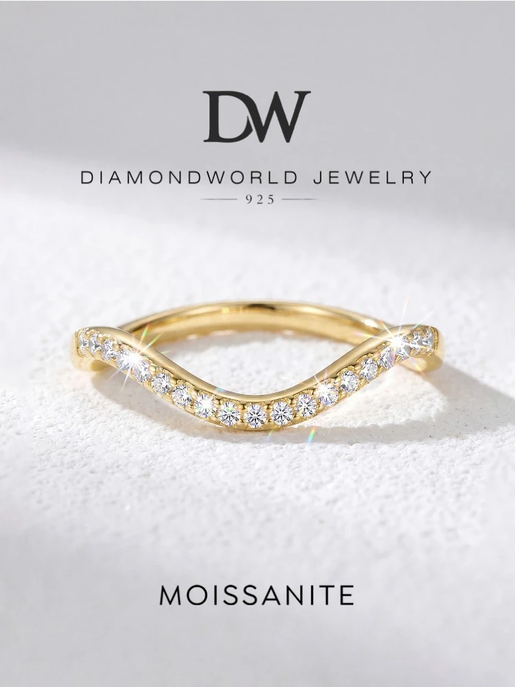DWJ Simplicity Ripple Moissanite Diamond Ring For Women 925 Sterling Silver Engagement Wedding Luxury High Quality Jewelry