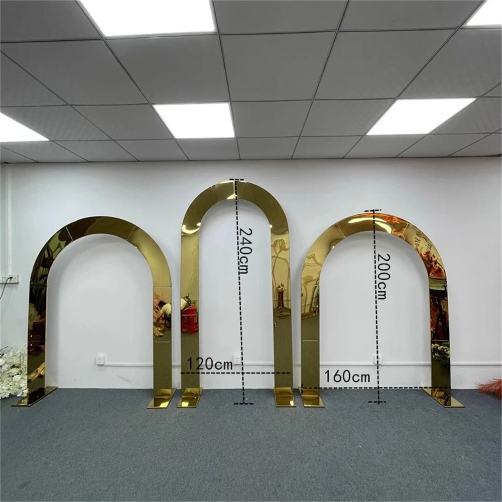 Imagem -03 - Banhado a Ouro Arch Backdrop Decor Decoração do Casamento Casamento Aniversário Stand Brilhante Decoração Quadro H2.4m Pcs por Conjunto