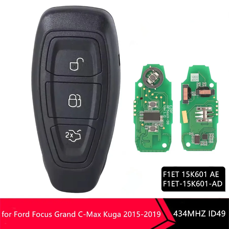 

Сменный интеллектуальный дистанционный ключ KEYECU 434 МГц ID49 для Ford Focus C-Max, Focus Grand C-Max, Mondeo, Kuga, FCC ID: KR5876268