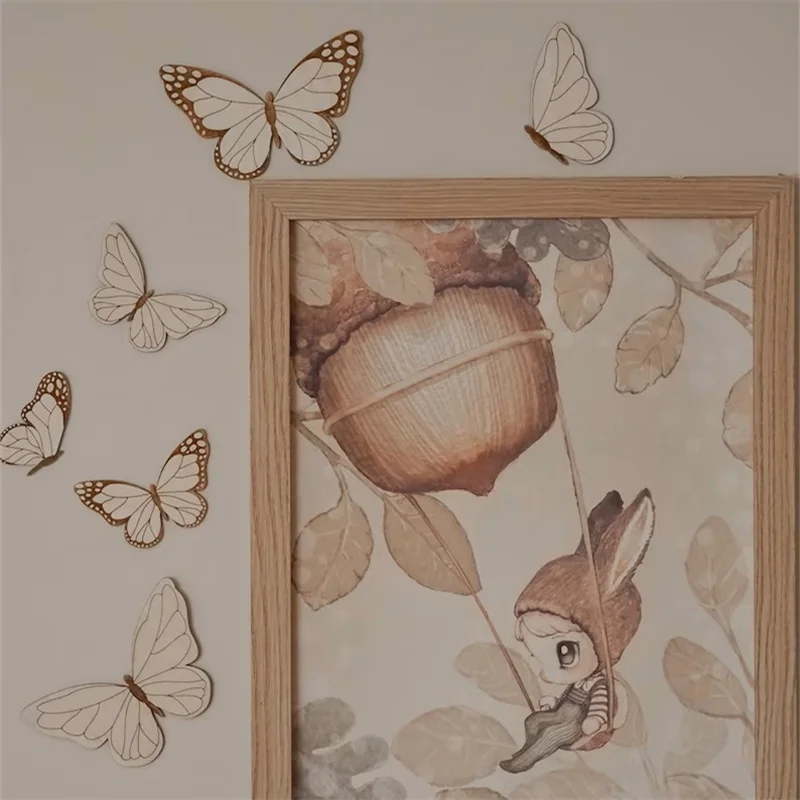 Vintage Magischer Holzschmetterling Linienkunst Tier-Wohndekor Kinderzimmer Jungen- und Mädchenzimmer Wandkunst Linien-Wanddekoration Schmetterling Festival Party Hintergrund Wanddekoration Tierkunst