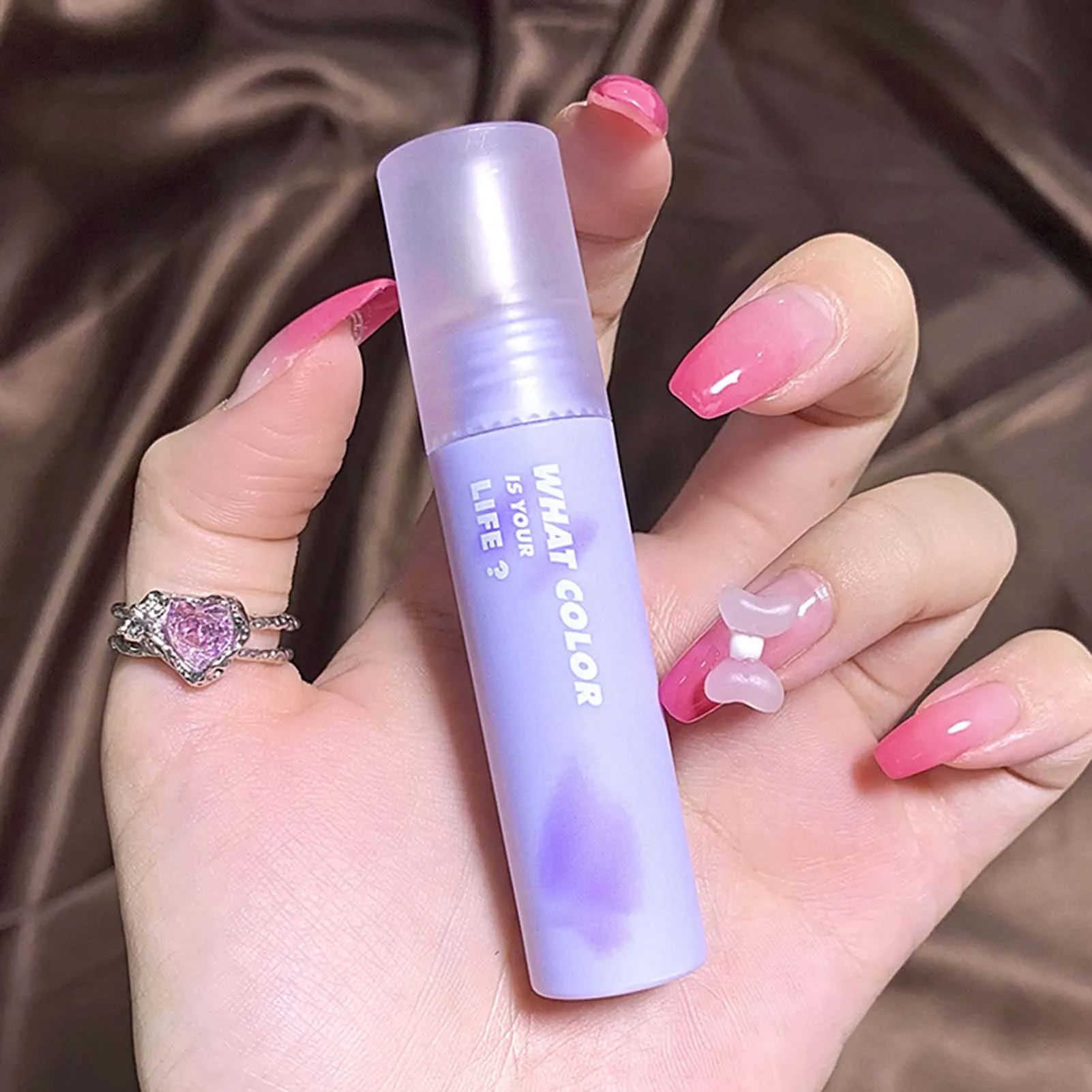 Women Purple Tube Matte Lip Gloss Non-Stick Cup Lip Stick Cosmetic For Party Daily Work