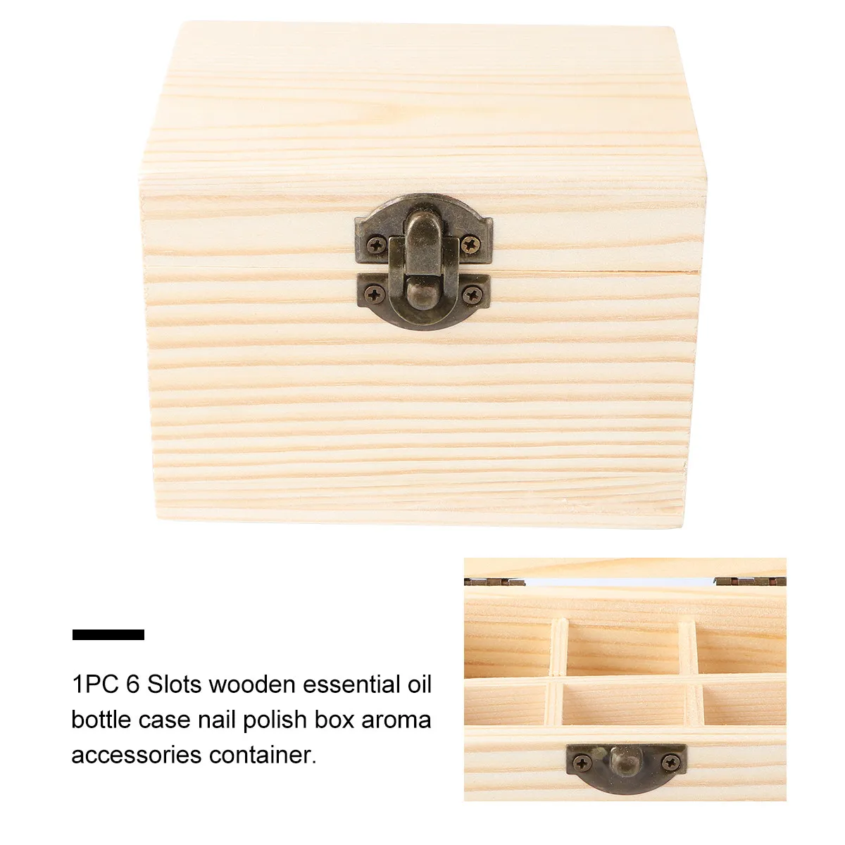 1Pcs 6-Slot Wooden Essential Oil Storage Box Premium Lightweight Travel Organizer for Aroma Bottles Jewelry Nail Oil Safe