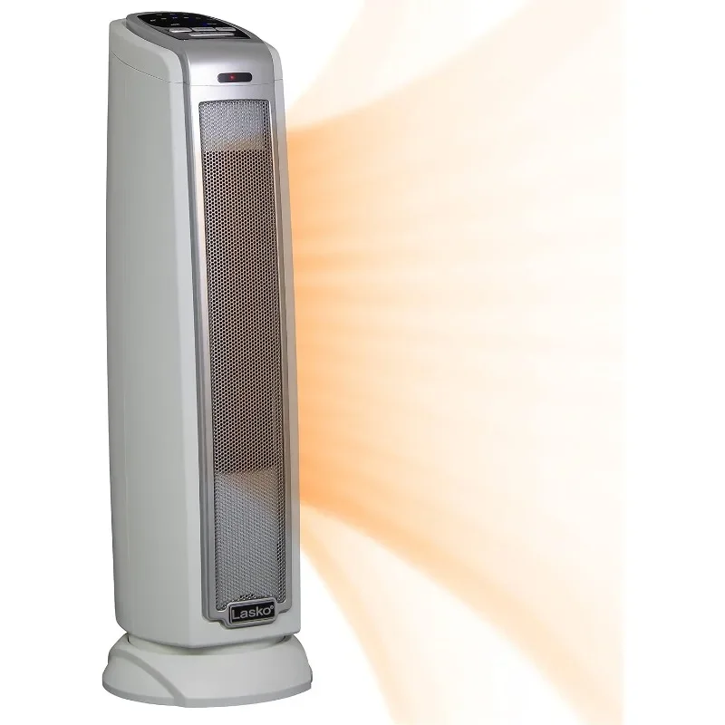 Lasko Oscillating Ceramic Tower Space Heater for Home with Overheat Protection, Timer, 22.5 Inches, Silver, 1500W