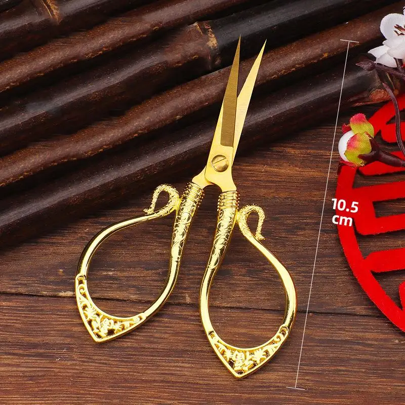 Retro Sewing Needlework Scissors Stainless Steel Yarn Shears Cloth Cutter Household Embroidery Tailor Scissors Handicraft Tools