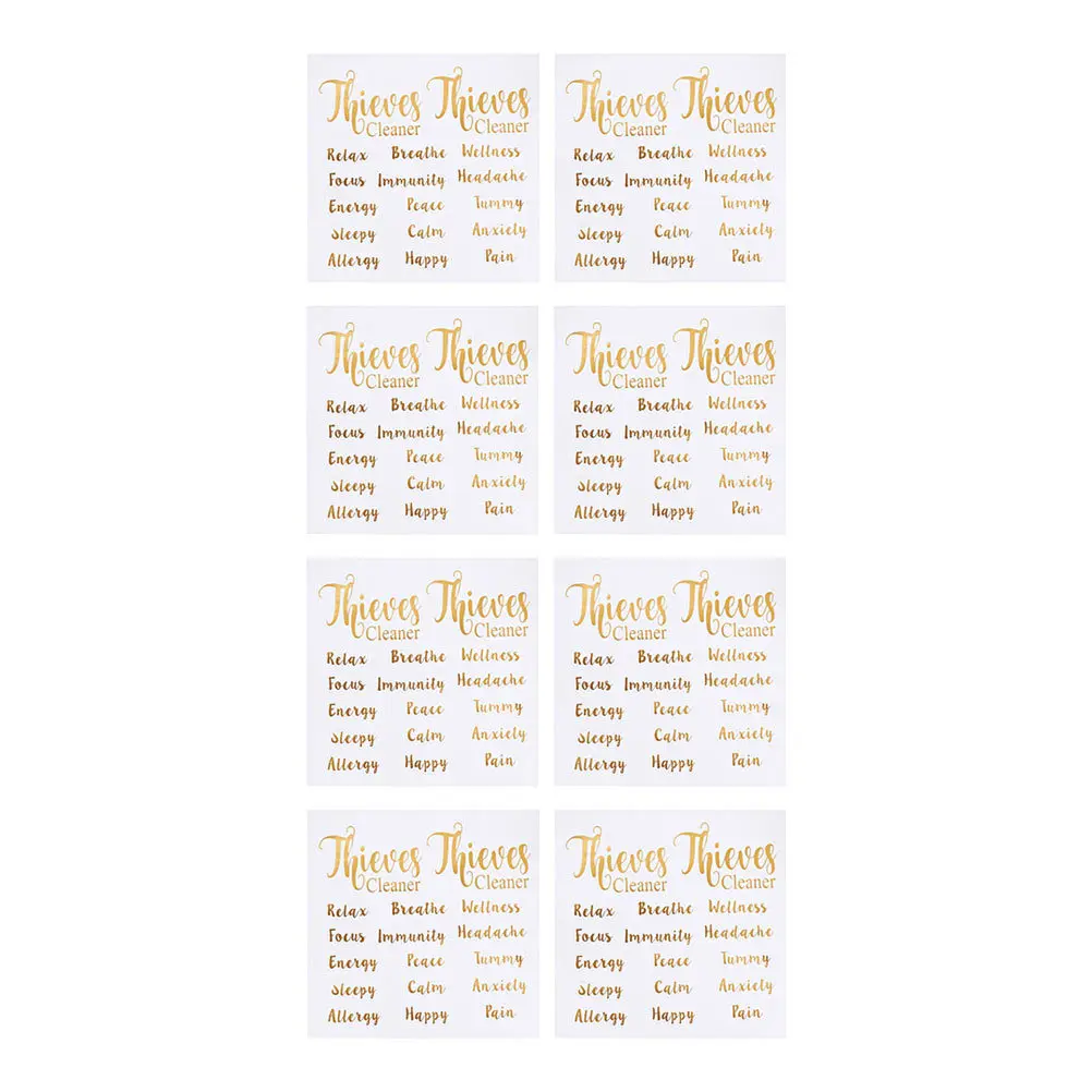 

8 Sheets Gold Letter Essential Oil Labels Stickers for Roller Bottles Waterproof Oil Bottle Stickers Adhesive Self