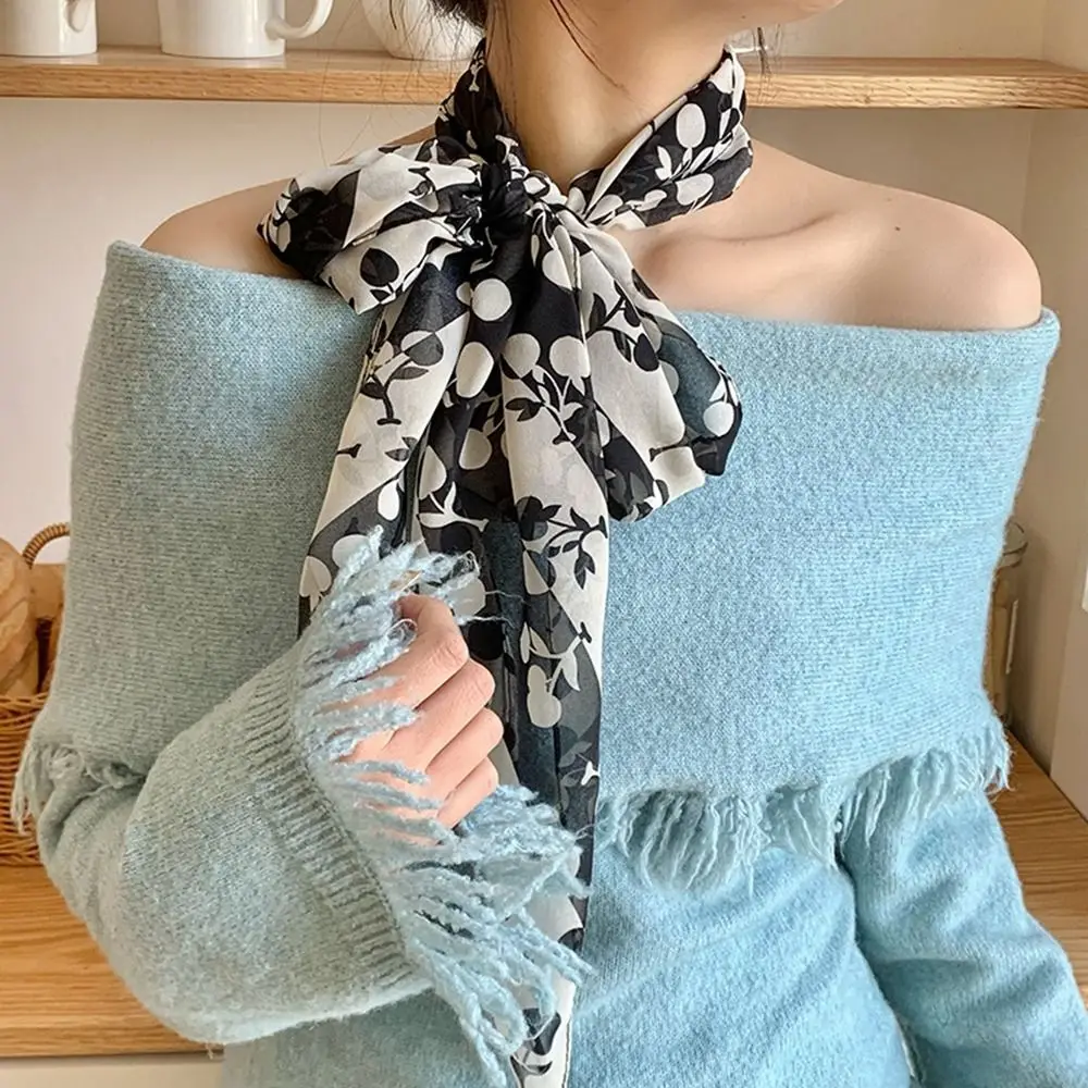 

Sweet Ribbon Polka Dot Scarf Retro Printed Scarf Headband Dressing Decoration Thin Long Scarves Wedding