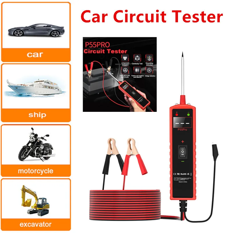 HQ Power Circuit Probe Tester Car Tester Automotive Circuit Tester 12/24V Diagnostic Tool Component  Probe Pen Voltage/Resistant