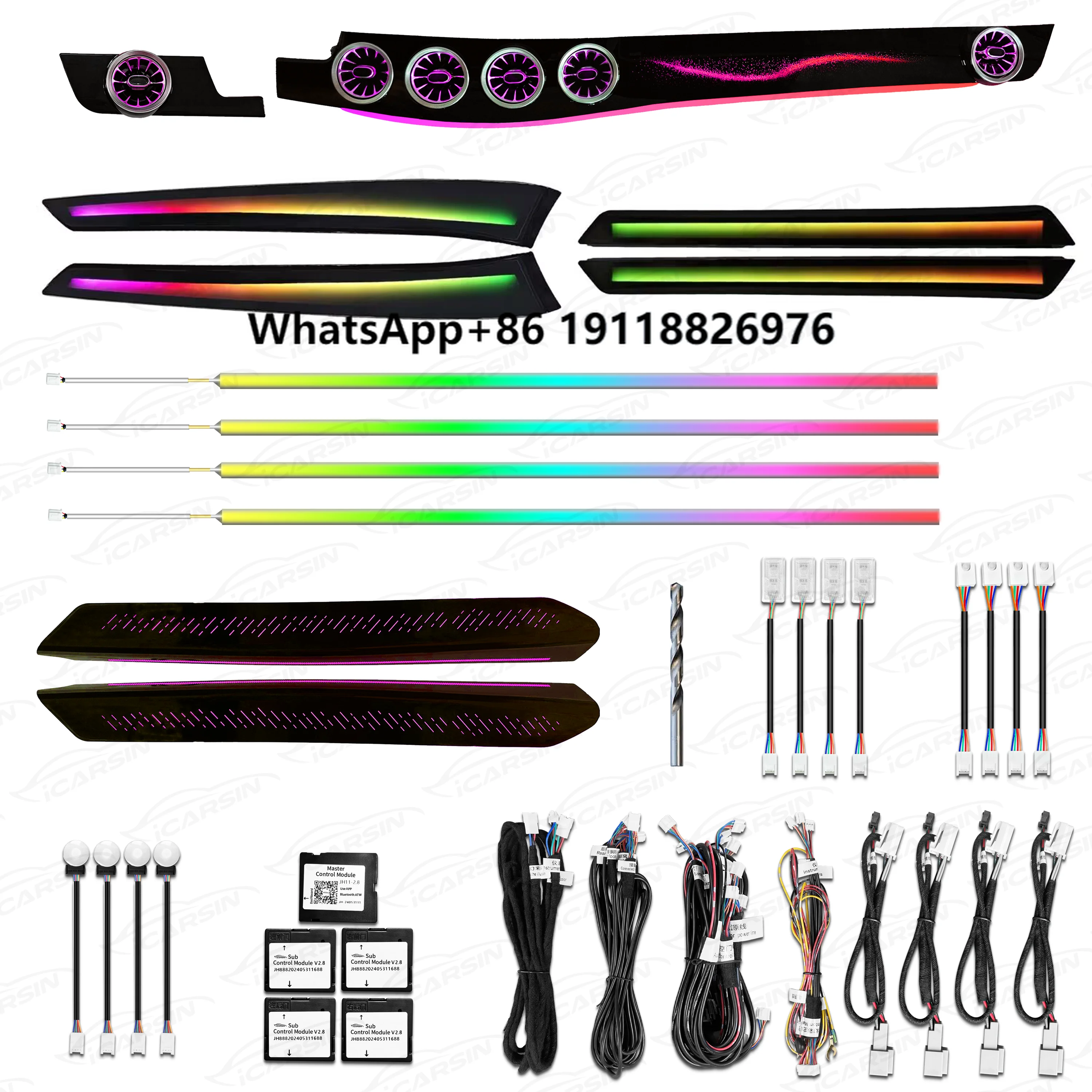 

ICarsin Upgrade 256 Colors LED Car Interior Ambient Light for Mercedes Benz E Class W212 2010-2015 Strip Accessories Decoration