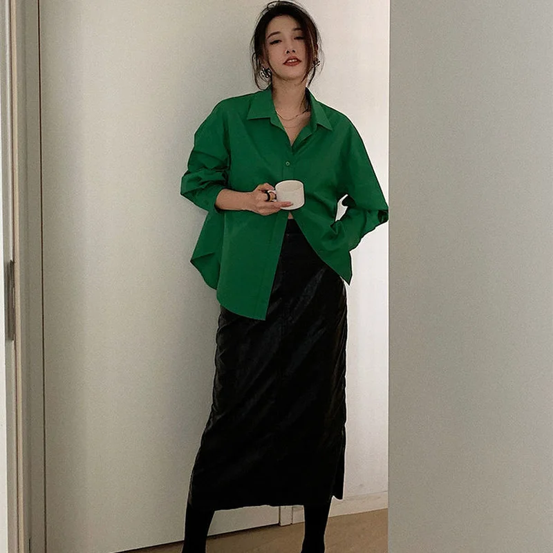Langarm Shirts Frauen Herbst Neue Feste Gemütliche Stilvolle Alle-spiel Studenten drehen-unten Kragen Koreanischen Stil Weibliche elegante Camisas