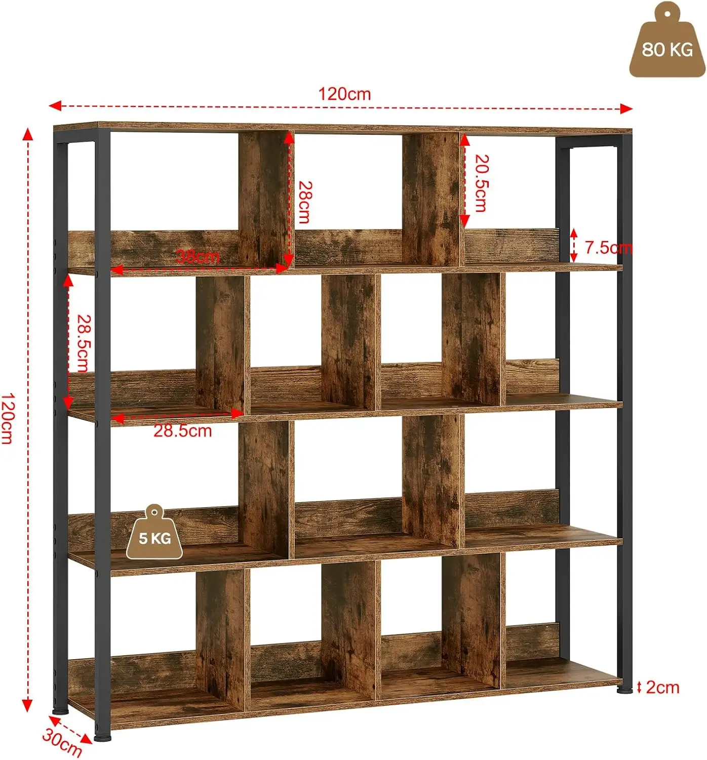ستاندريجال ريجال ستيند، Bücherregal mit 4 Ebenen، Bücherschrank Aufbewahrungsregal Küchenregal Eckregal، Standregal mit Kippsi