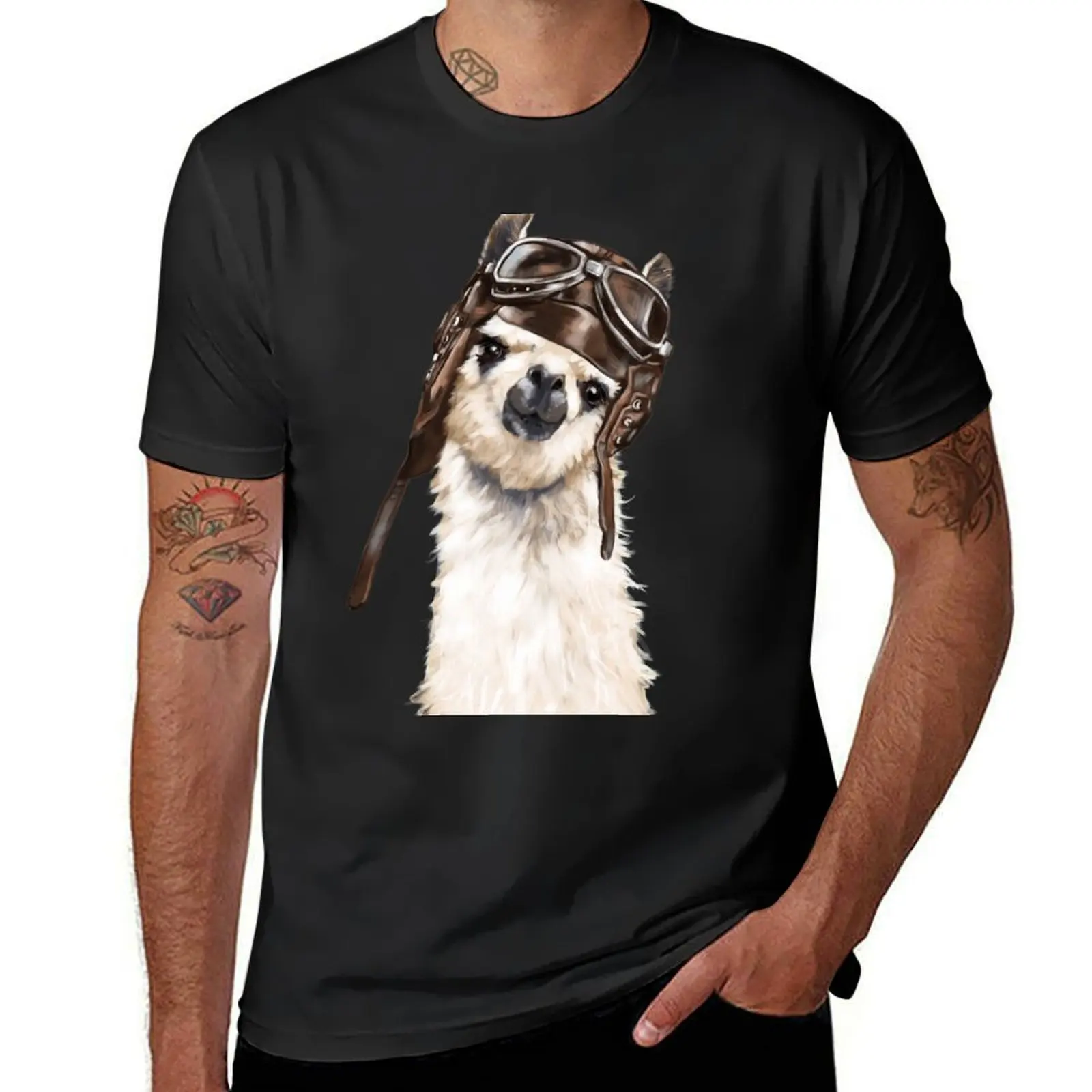 

Pilot Llama T-Shirt anime clothes customizeds boys animal print heavyweight t shirts for men