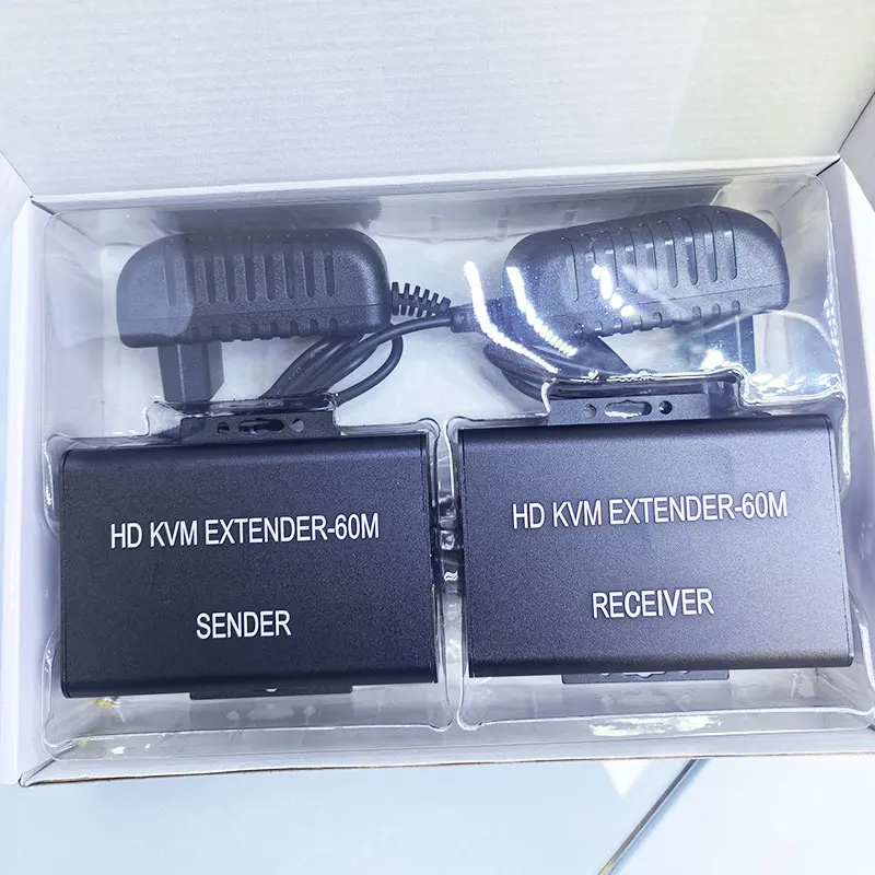 

60M KVM 1080P Extender for HDMI Over Rj45 Cat5e Ethernet Video Converter Transmitter Receiver for USB Keyboard Mouse