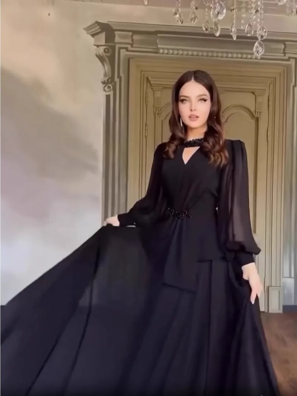 

Ид женский мусульманский комплект из 2 предметов, рубашка, юбка, шифон, Vestidos Largos, вечерние кафтан Джалабия, Рамадан, Дубай, кафтан, арабский длинный халат, 2025