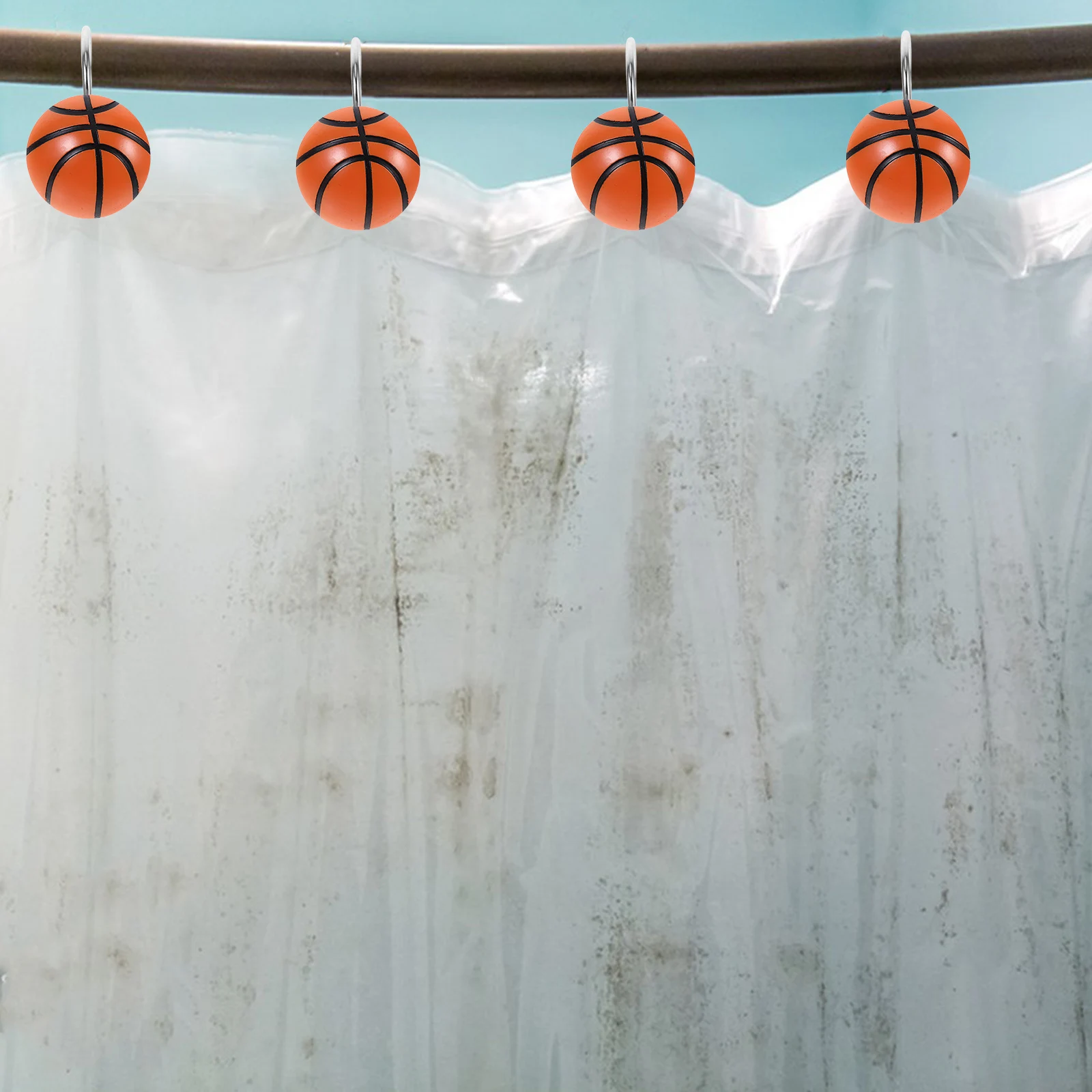 

12Pcs Basketball Shower Curtain Hooks Cute Sporty Design Bath Curtains Accessories Clip Curtain Hooks Bath Curtains for Bathroom