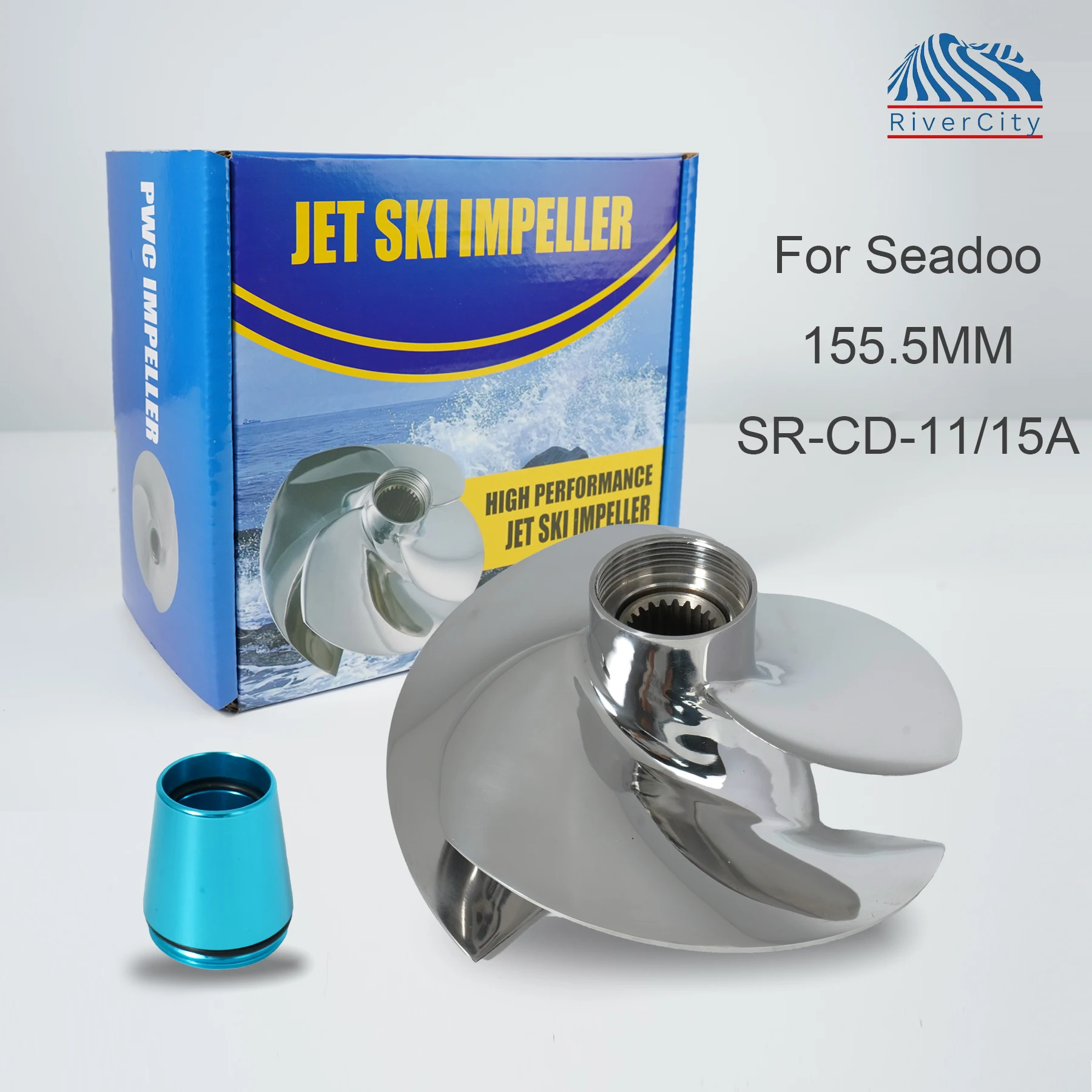 Jet Ski Parts Impeller 155.5mm SR-CD-11/15A for Sea doo GTI SE 130 / GTX 170 / WAKE 170 / FISH PRO 170 3 Blade Stainless steel