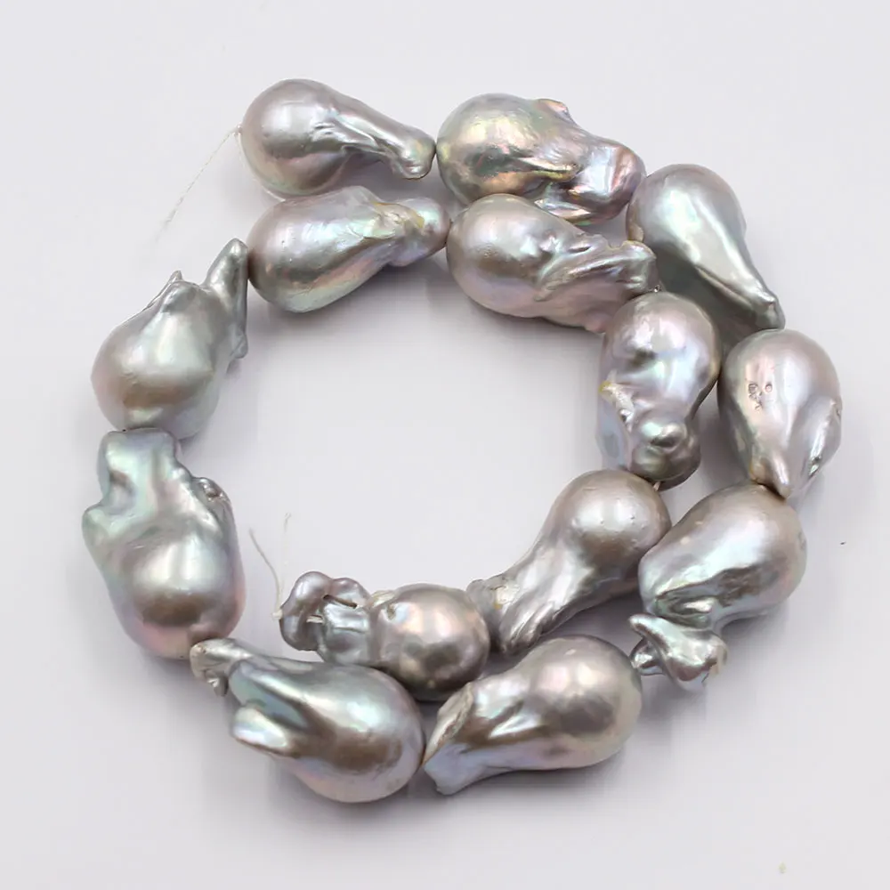 

APDGG 1 Strand Natural Gray Color Baroque Keshi Pearl 15.5'' Loose Beads For Necklace Bracelet Jewelry DIY
