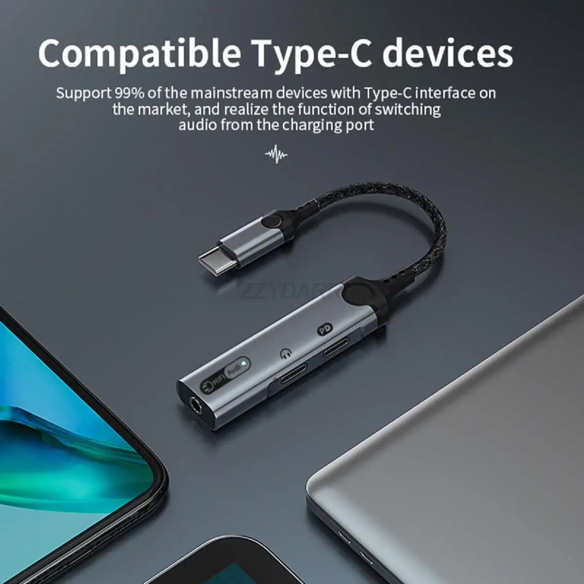 USB Type-C سماعة محول ، محول الصوت ، الخائن ، 60 واط شحن ، 3 في 1 ، 3.5 مللي متر ، آيفون 15 ، غالاكسي S23 ، S22