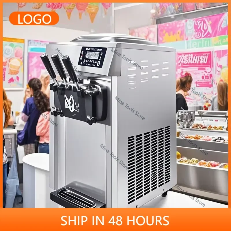 18L/H Tabletop Soft Ice Cream Machine Built-in Stainless Steel Puffing System Icecream Machine