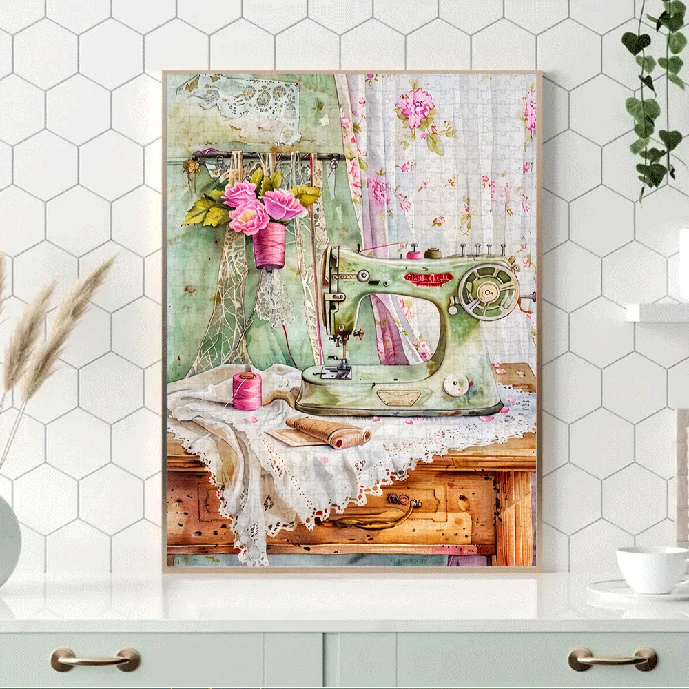 1000개 빈티지 재봉틀 - 레이스와 꽃무늬 디자인을 특징으로 하는 매력적인 공예실 이미지, 성인을 위한 흥미로운 가족 게임