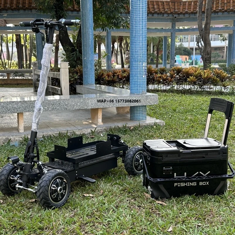 2KW Camping Fishing Ice Chest Cooler Cart Refrigerator Electric Scooter 4 Wheel Foldable 9/11/13inch 1000/1200/1500W