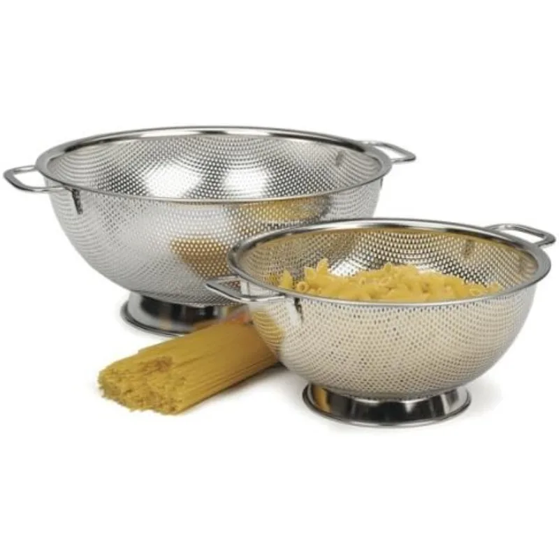 Precision Pierced Stainless-Steel 3 and 5-Quart Colander Set