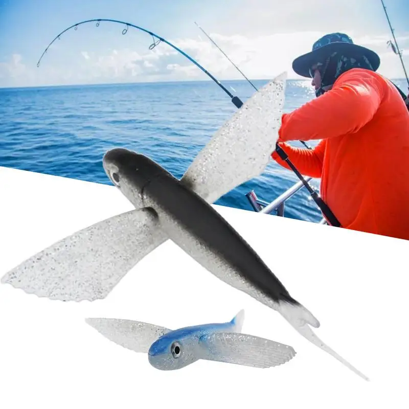 1PC Bionic Flying Fish Saltwater Fishing Lure For Kingfish/Tuna/Mackerel/Marlin/Mahi Mahi Fishing Accessories PVC 21CM Baits