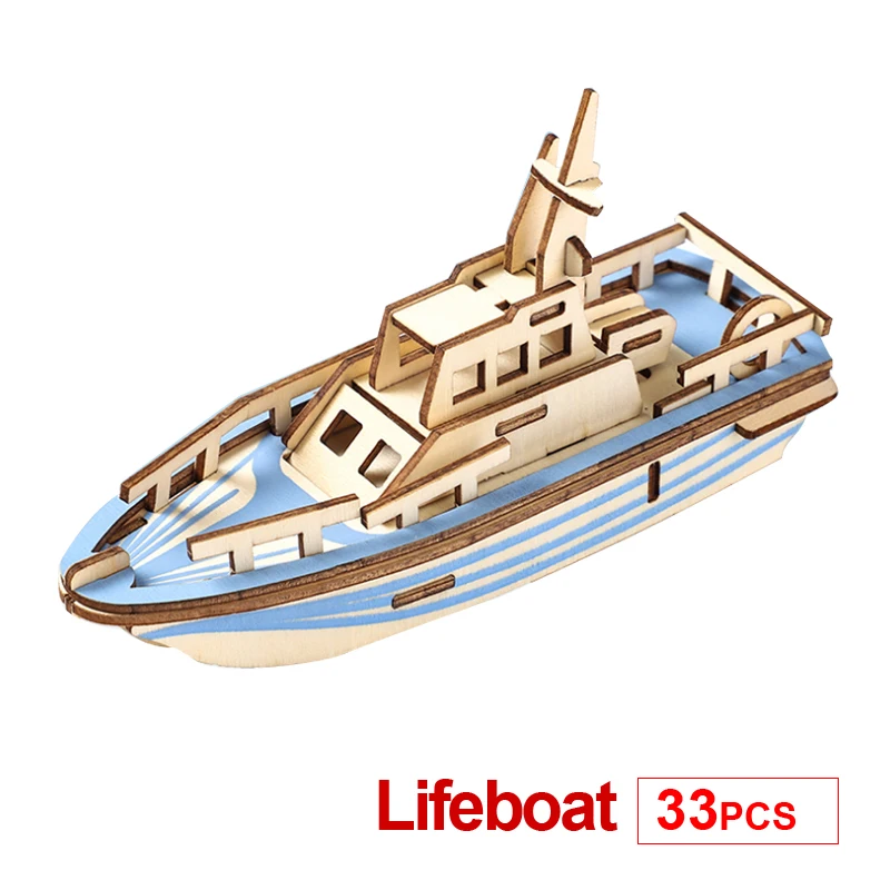 Diy Model Toy 3d Wooden Puzzle Lifeboat Set Puzzle Puzzle Game Assembly Toy Intelligence Building Block Kids Handmade Gift p52